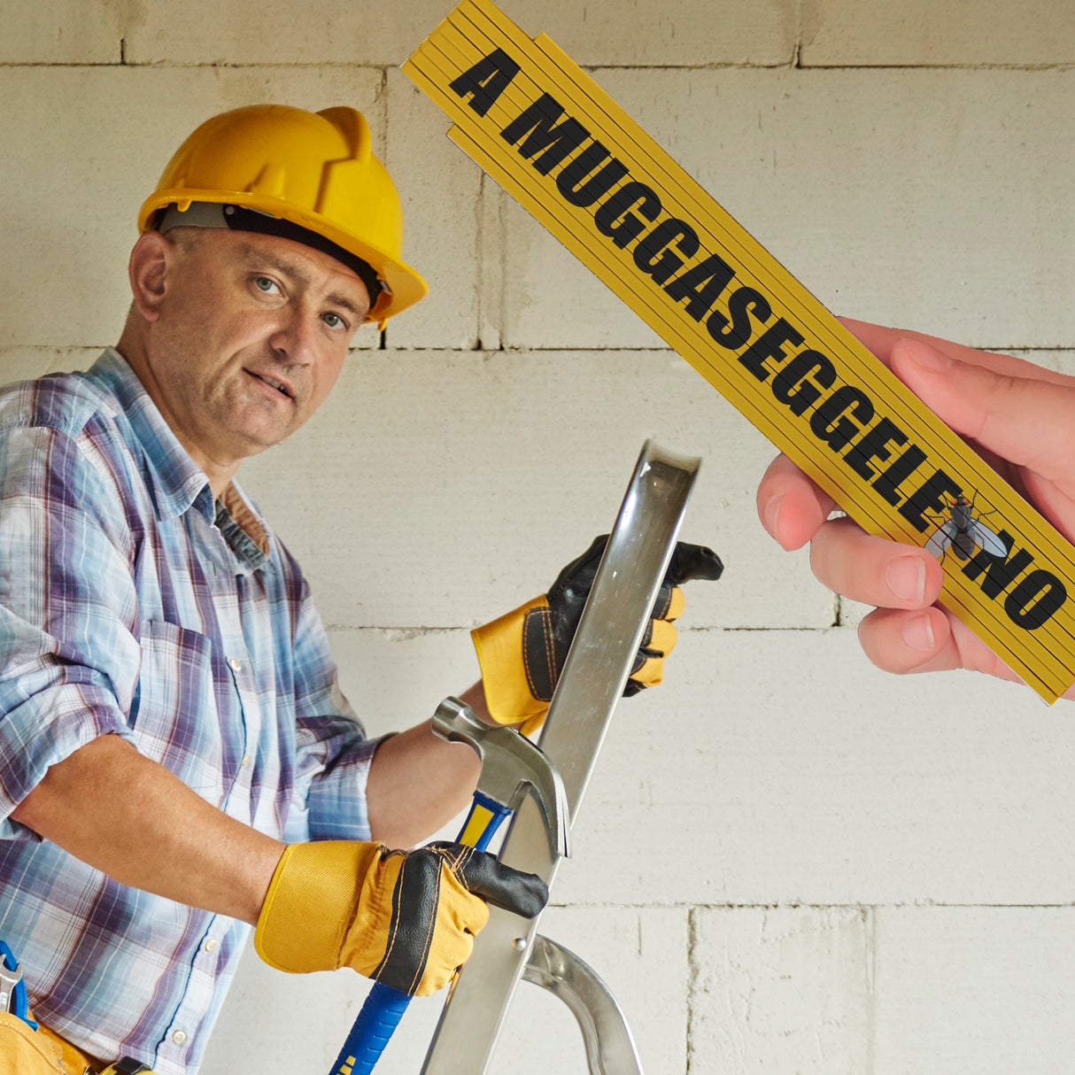 Schwaben Meterstab aus Holz mit Spruch: A Muggaseggele no!