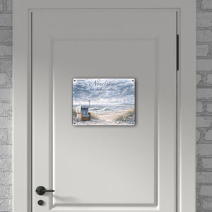 Küstenszene Nordsee bei Schietwetter Metallschild in 15x20 cm