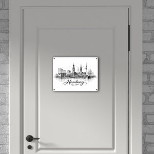 Skyline Hamburg Stadtsilhouette Metallschild in 15x20 cm