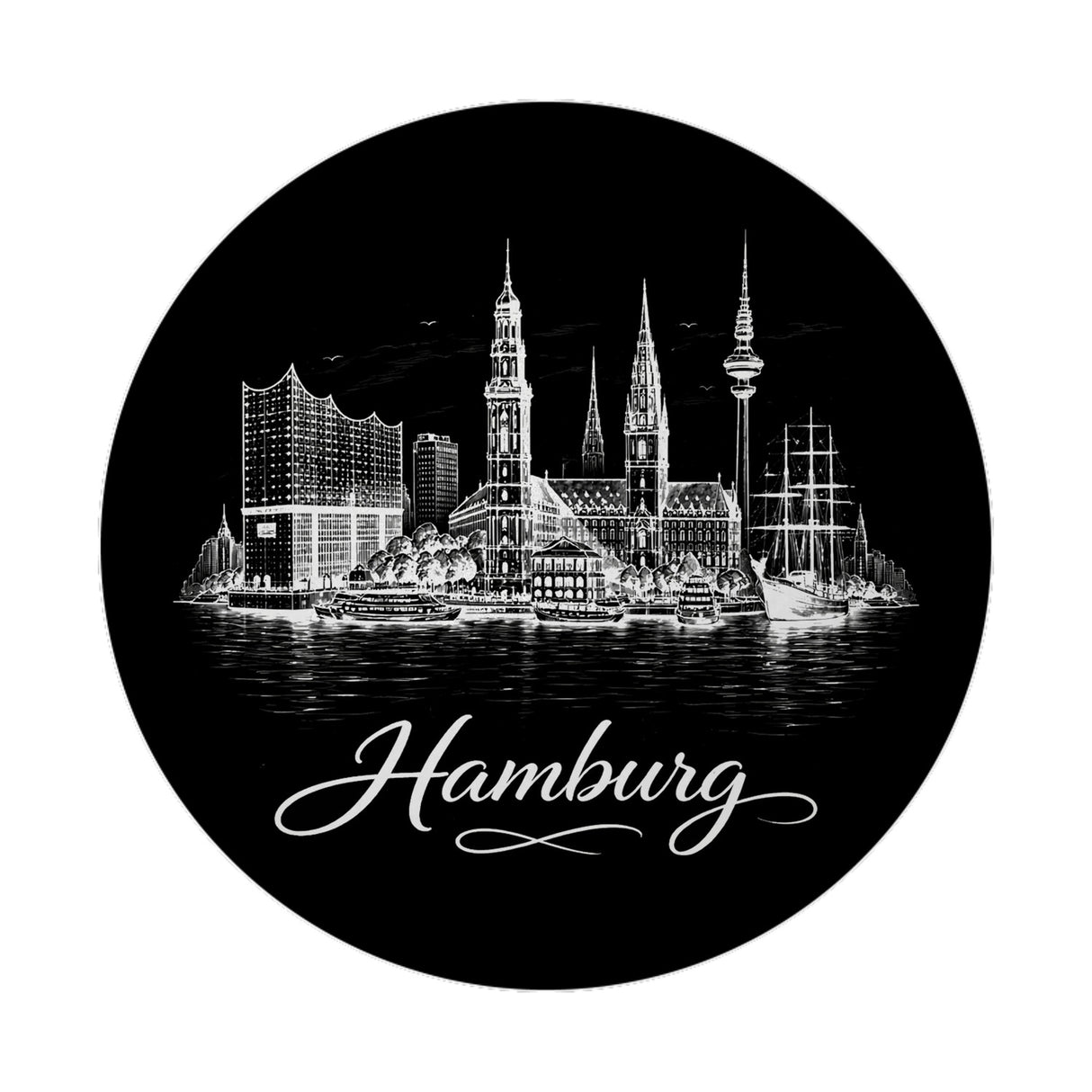 Hamburg Skyline Magnet mit Elbphilharmonie und Michel