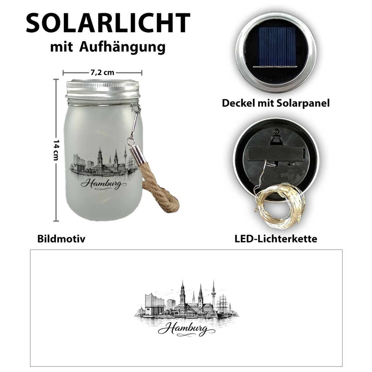 Skyline Hamburg Stadtsilhouette Solarlicht