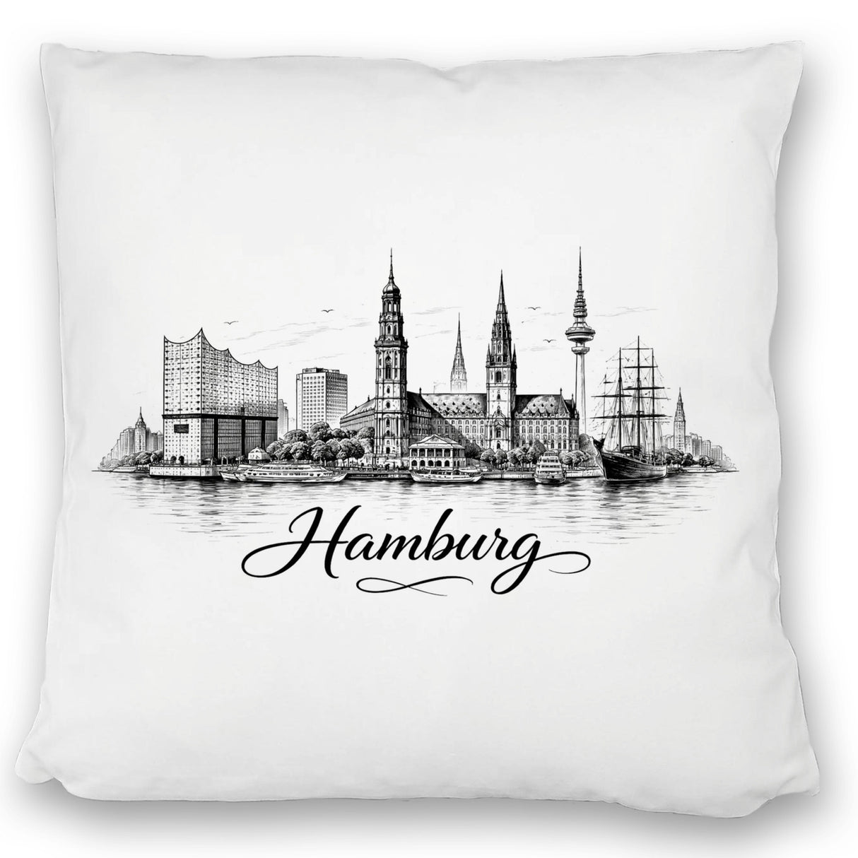 Skyline Hamburg Stadtsilhouette Kissen