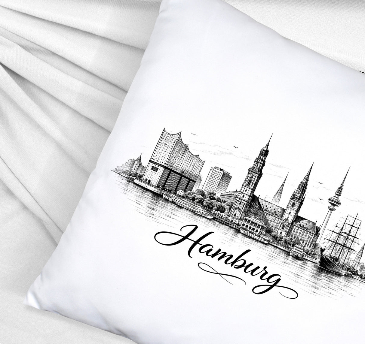 Skyline Hamburg Stadtsilhouette Kissen