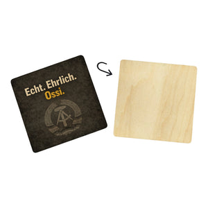 DDR-Stolz 6er Set Untersetzer aus Holz - Echt. Ehrlich. Ossi.