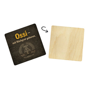 DDR-Stolz 6er Set Untersetzer aus Holz - mit Rückgrat geboren