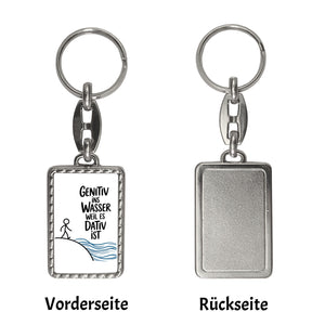 Genitiv ins Wasser, weil es Dativ ist Schlüsselanhänger Grammatik Witz