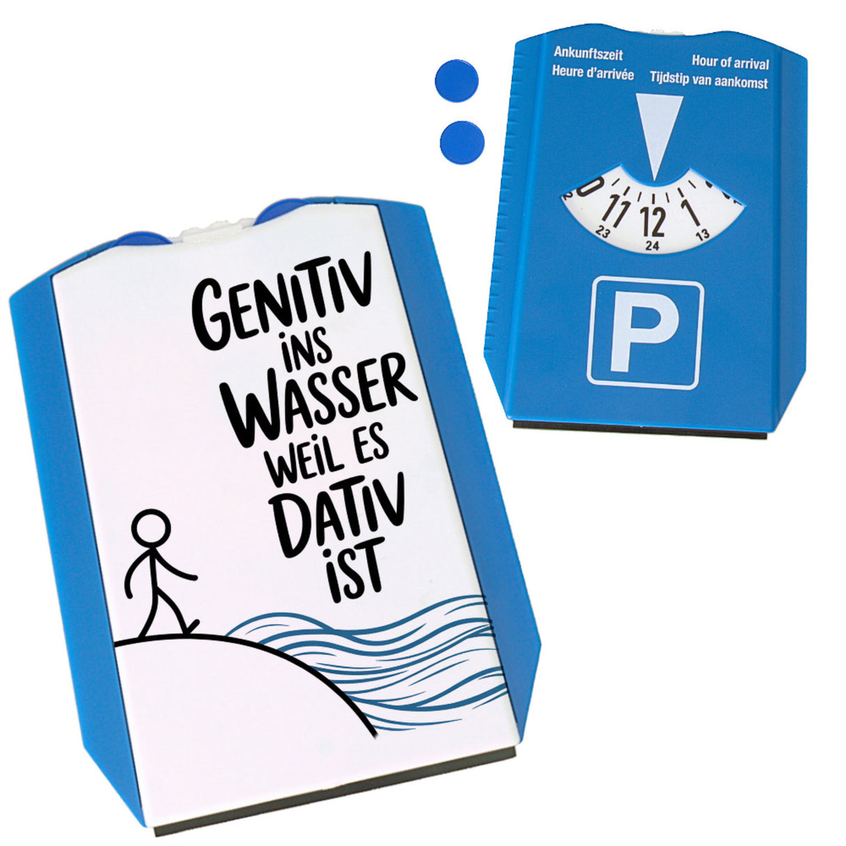 Genitiv ins Wasser, weil es Dativ ist Parkscheibe Grammatik Witz