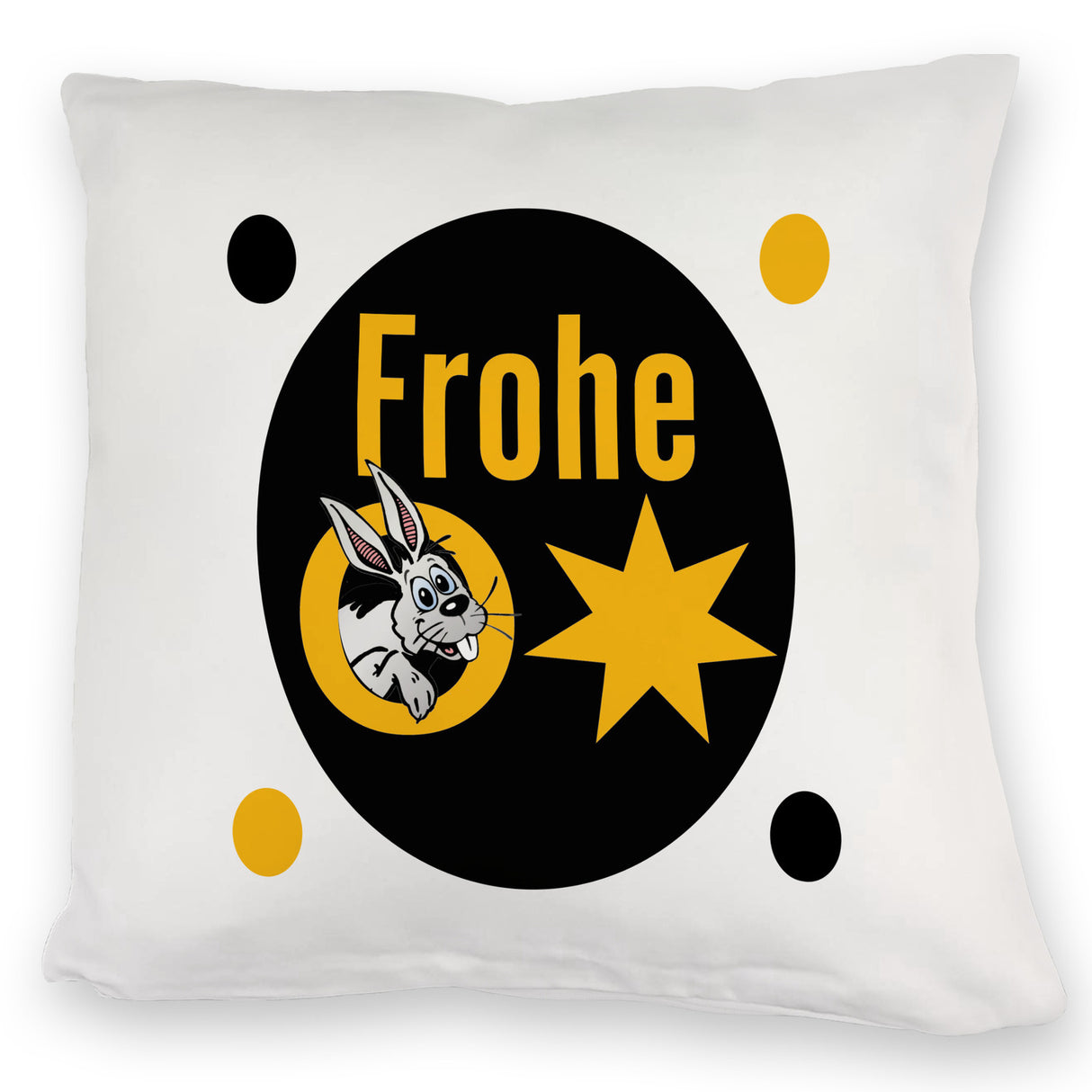 Osterhase Kissen mit Spruch: Frohe Ostern