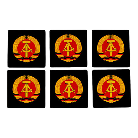 DDR Staatswappen 6er Set Untersetzer aus Holz für Ostalgie-Fans
