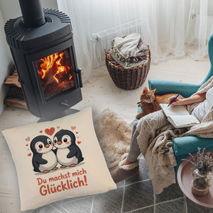 Kawaii Pinguine - Du machst mich glücklich Kissen