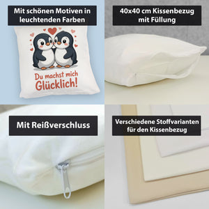 Kawaii Pinguine - Du machst mich glücklich Kissen