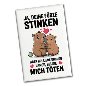 Capybara Pärchen Souvenir Souvenir Magnet - Ja, deine Fürze STINKEN