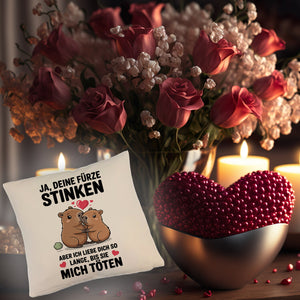 Capybara Pärchen Kissen - Ja, deine Fürze STINKEN