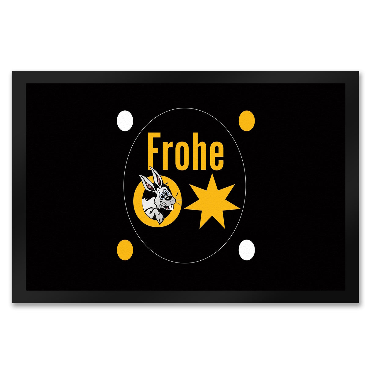 Osterhase Fußmatte in 35x50 cm mit Spruch: Frohe Ostern
