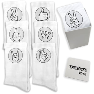 epicsocks Handzeichen Socken in 37-41 im 6er Set in Geschenkdose im 6er Set in Geschenkbox