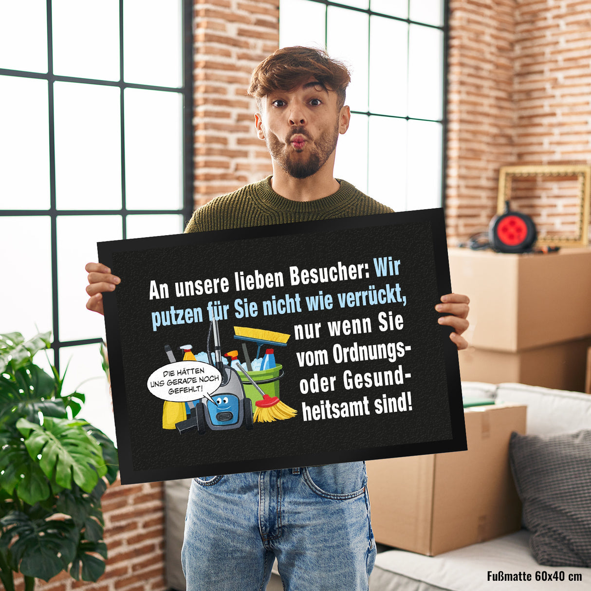 Hausarbeit Fußmatte in 35x50 cm mit Spruch: Sauber, außer bei Amtbesuch!