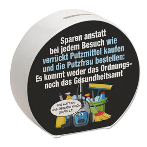 Hausarbeit Spardose mit Spruch: Sparen: Kein Ordnungs- oder Gesundheitsamt