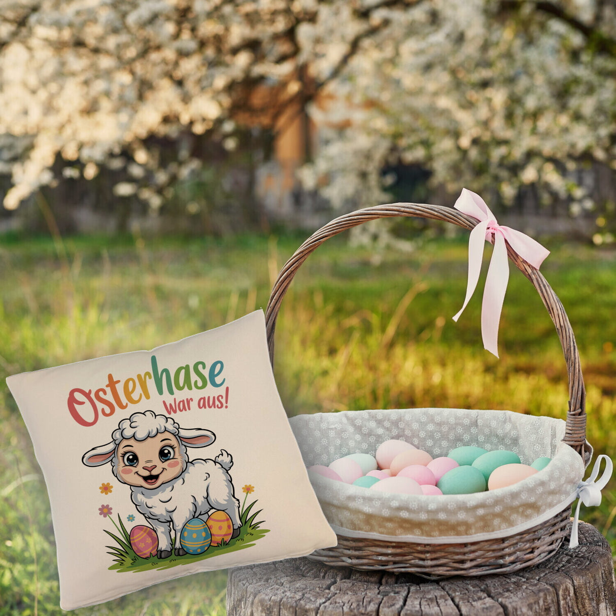 Osterlamm Kissen - Osterhase war aus