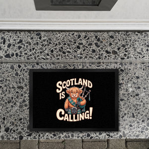 Scotland is calling! Fußmatte in 35x50 cm mit Highland-Kuh-Motiv