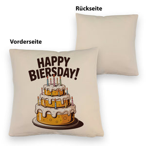 Bierkuchen Happy Biersday Kissen für Biertrinker zum Geburtstag