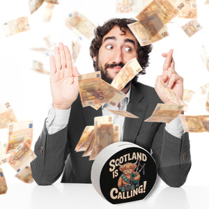 Scotland is calling! Spardose mit Highland-Kuh-Motiv