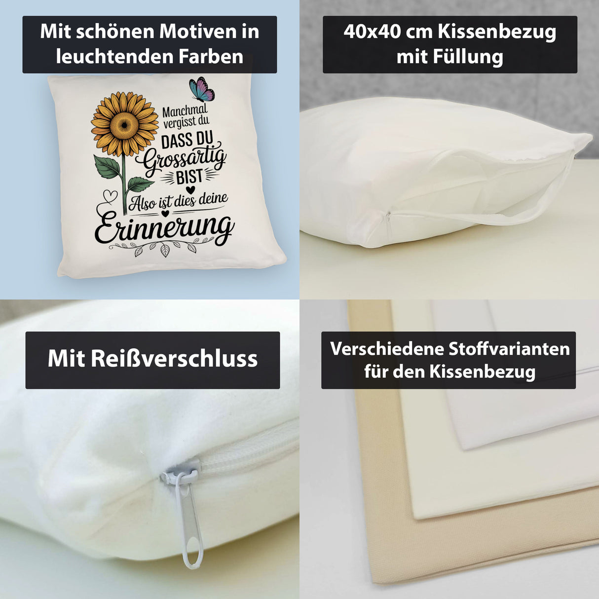Du bist grossartig Kissen mit Sonnenblume