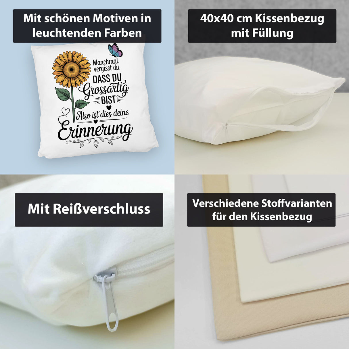 Du bist grossartig Kissen mit Sonnenblume