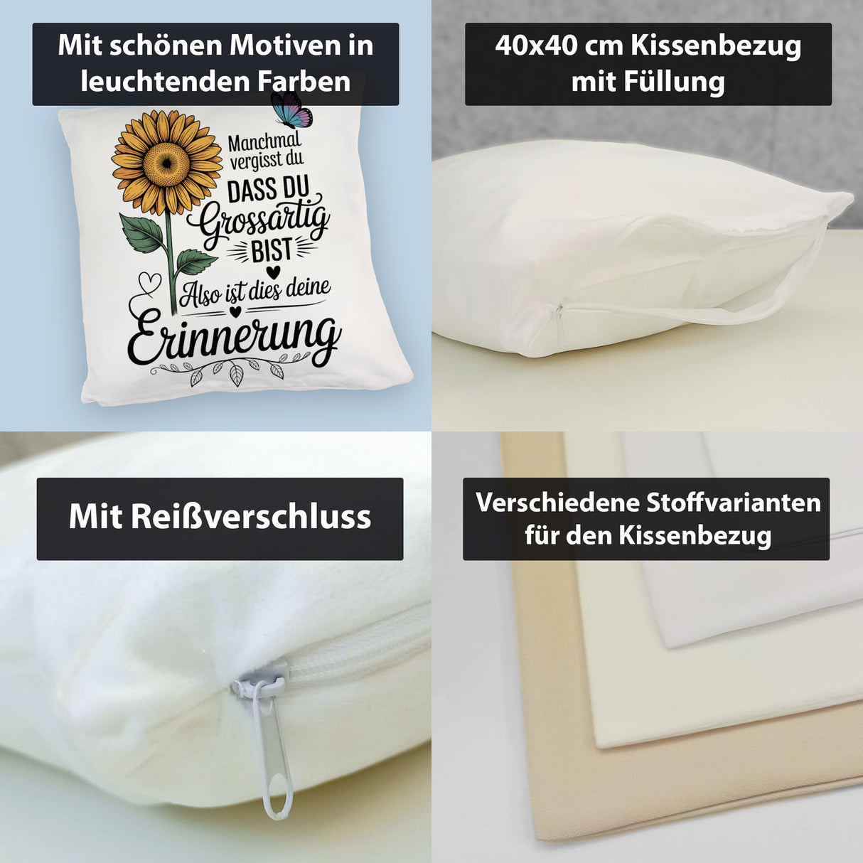 Du bist grossartig Kissen mit Sonnenblume