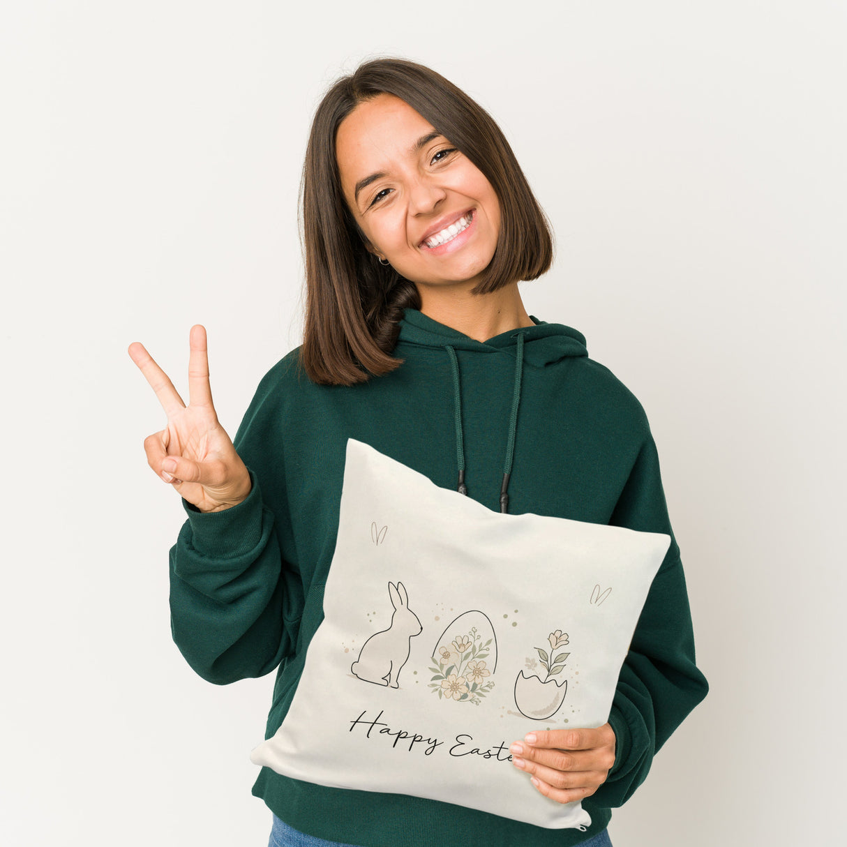 Happy Easter Kissen mit Hase Ei Design
