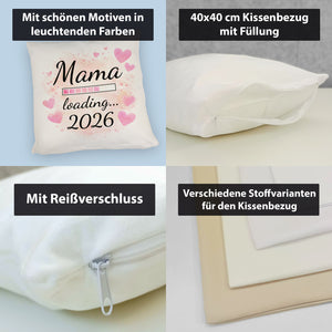 Rosa Herzen Mama Kissen - Mama loading... 2026