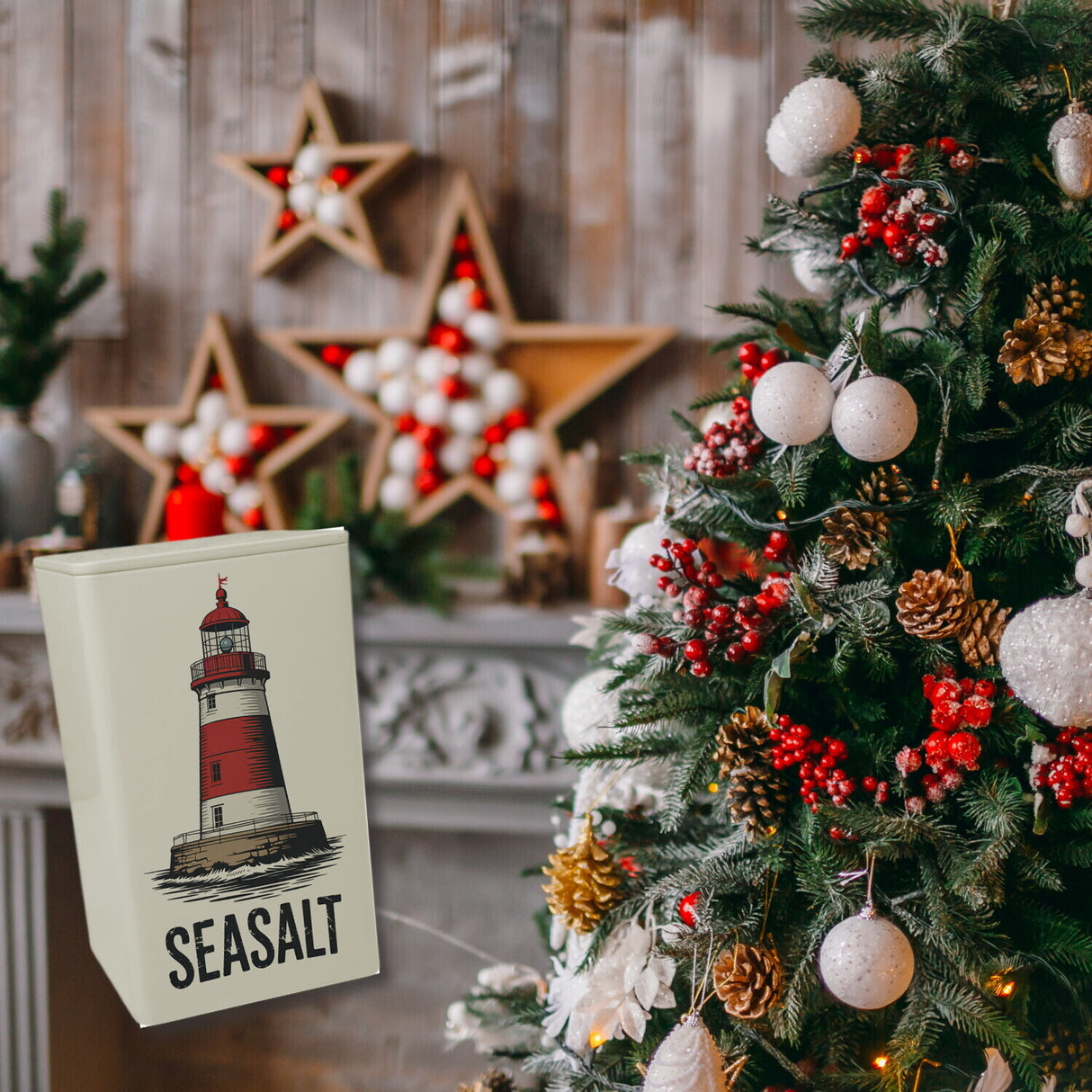 Retro-Leuchtturm SEASALT Dose 900ml für Meersalz