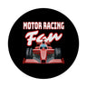Sportwagen Magnet rund mit Spruch: Motor Racing Fan