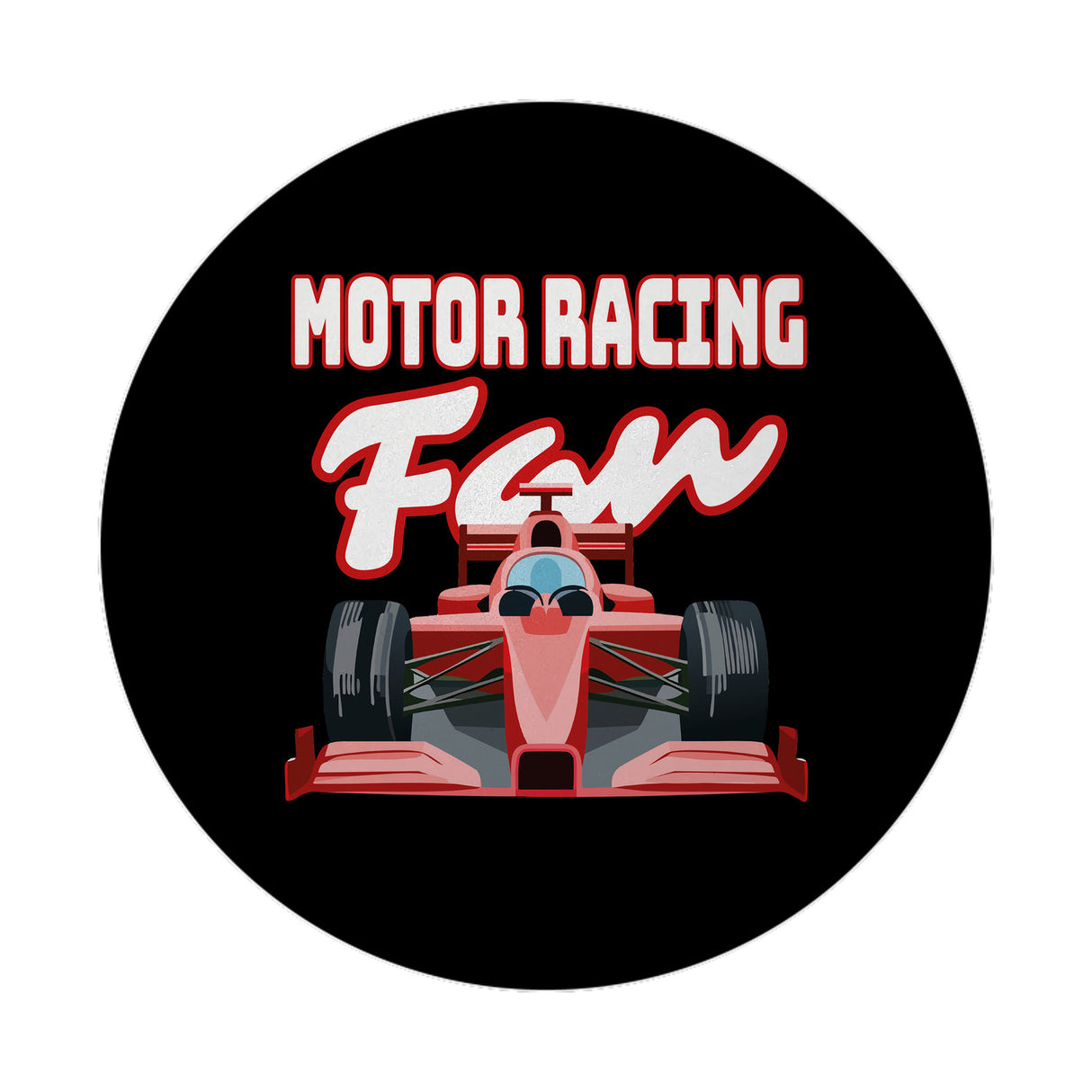 Sportwagen Magnet rund mit Spruch: Motor Racing Fan