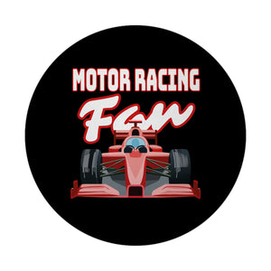 Sportwagen Magnet rund mit Spruch: Motor Racing Fan