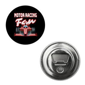 Sportwagen Magnet rund mit Spruch: Motor Racing Fan