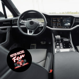 Sportwagen Magnet rund mit Spruch: Motor Racing Fan