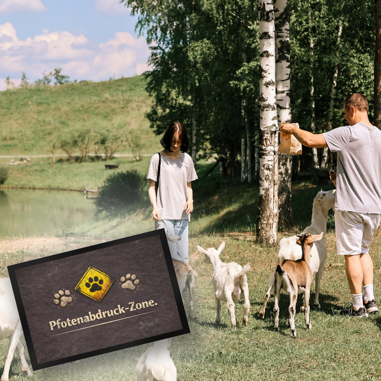 Pfotenabdruck Warnschild Fußmatte in 35x50 cm für Haustierliebhaber