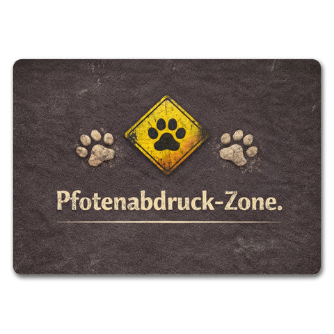 Pfotenabdruck Warnschild Fußmatte in 35x50 cm ohne Rand für Haustierliebhaber