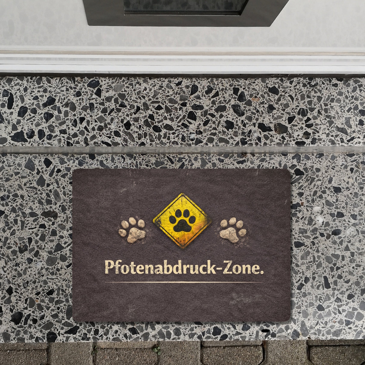Pfotenabdruck Warnschild Fußmatte in 35x50 cm ohne Rand für Haustierliebhaber