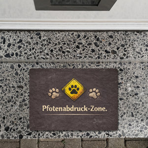 Pfotenabdruck Warnschild Fußmatte in 35x50 cm ohne Rand für Haustierliebhaber