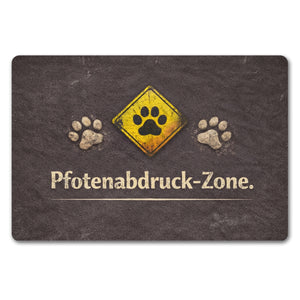 Pfotenabdruck Warnschild Fußmatte in 35x50 cm ohne Rand für Haustierliebhaber