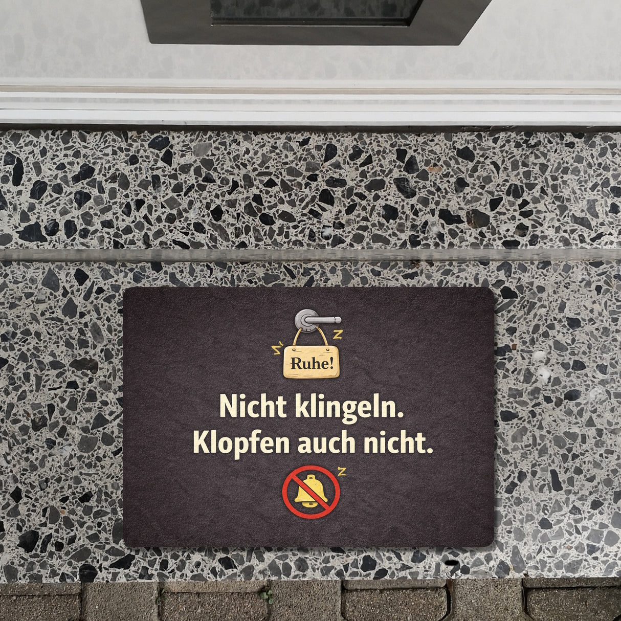 Nicht klingeln. Klopfen auch nicht. Türgriff Ruhe Fußmatte in 35x50 cm ohne Rand