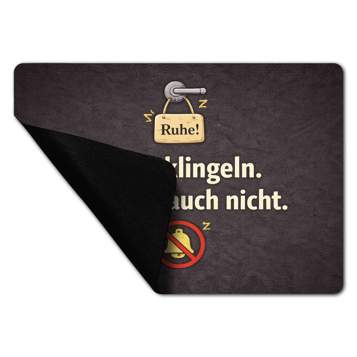Nicht klingeln. Klopfen auch nicht. Türgriff Ruhe Fußmatte in 35x50 cm ohne Rand