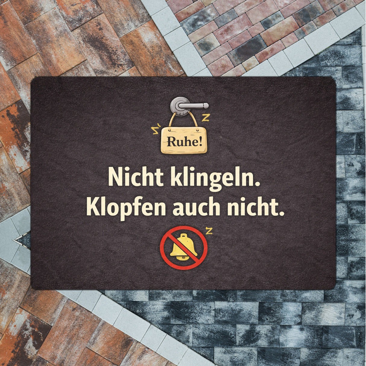 Nicht klingeln. Klopfen auch nicht. Türgriff Ruhe Fußmatte in 35x50 cm ohne Rand