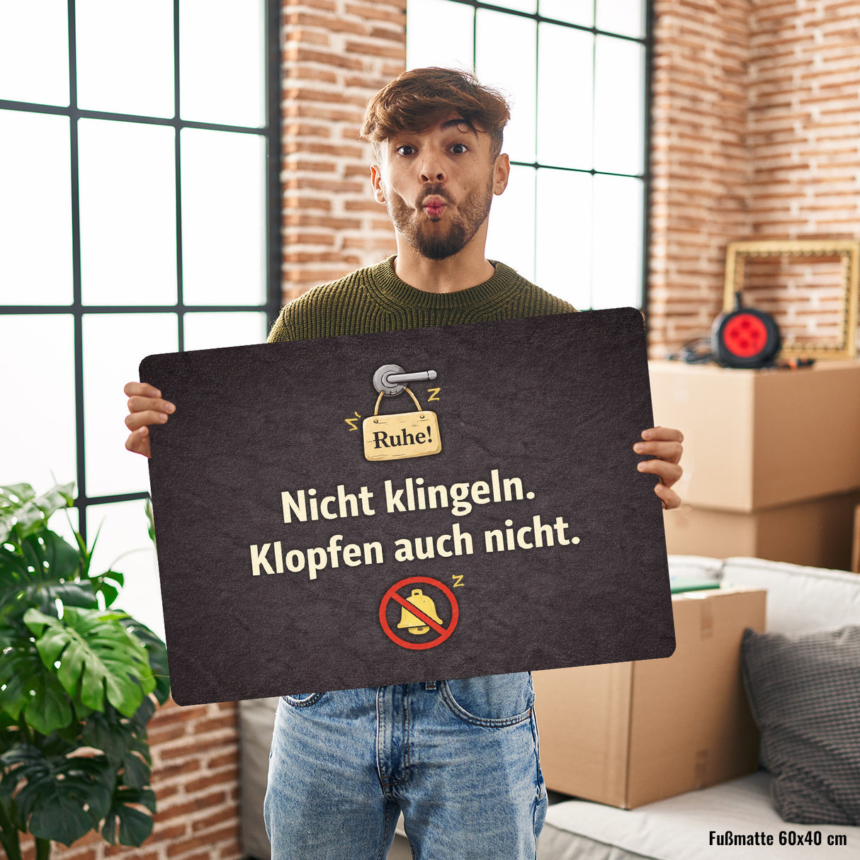 Nicht klingeln. Klopfen auch nicht. Türgriff Ruhe Fußmatte in 35x50 cm ohne Rand