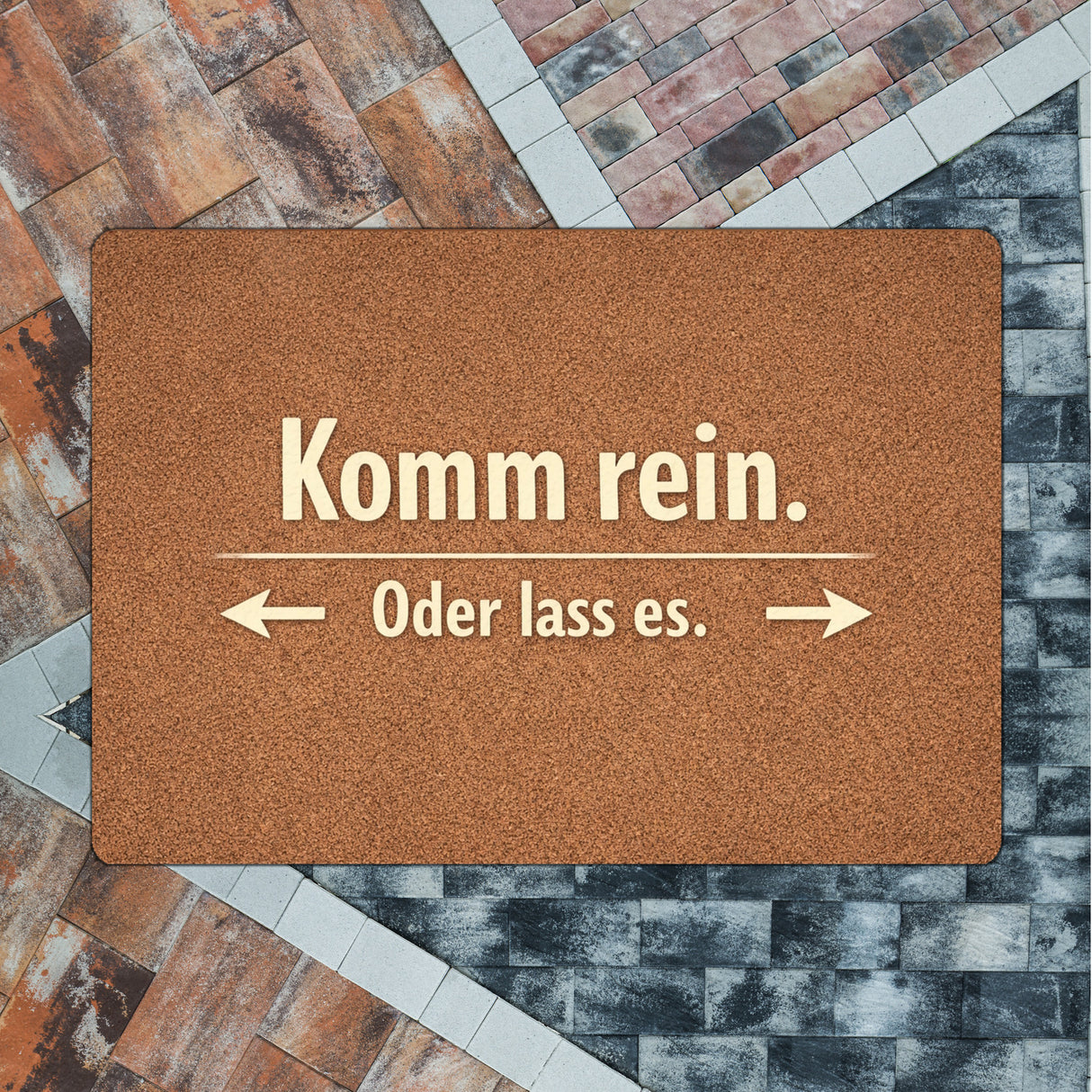 Kork-Effekt Komm rein Oder lass es Fußmatte in 35x50 cm ohne Rand