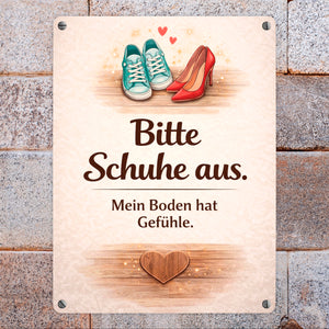 Bitte Schuhe aus Metallschild in 15x20 cm für Wohnbereich