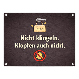 Nicht klingeln. Klopfen auch nicht. Türgriff Ruhe Metallschild in 15x20 cm