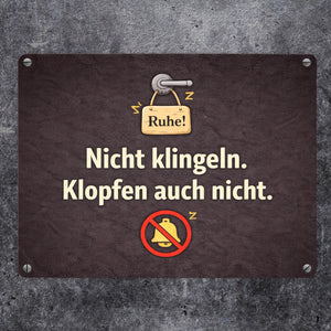 Nicht klingeln. Klopfen auch nicht. Türgriff Ruhe Metallschild in 15x20 cm