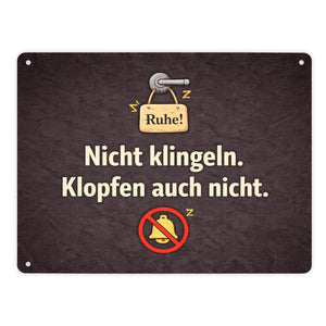 Nicht klingeln. Klopfen auch nicht. Türgriff Ruhe Metallschild in 15x20 cm